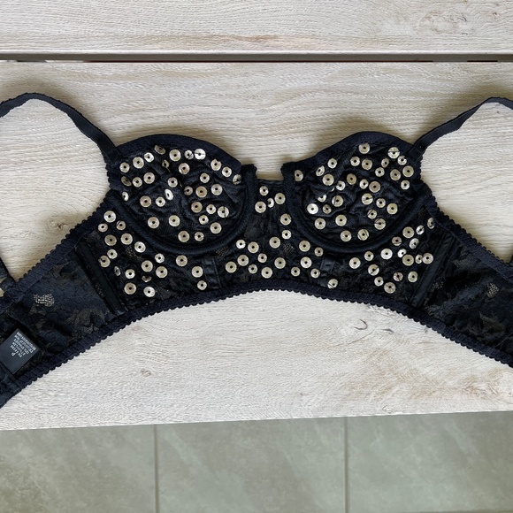 Vintage DKNY 1992 Crystal Studded Lace Bustier - XS - Sparkly - Picture 4 of 13